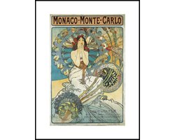Vintage Poster Monaco - Alphonse Mucha - Art Nouveau - A3 - 40x30 cm  - Monte Carlo - Retro