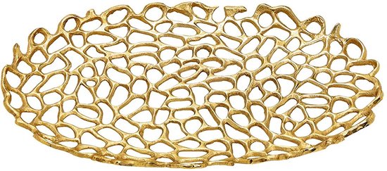Bord - Sierbord - Onderbord - Schaal - Decoratief metalen schaal in goud
