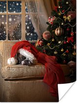 Poster Sneeuw - Kerstboom - Kerstmis - 30x40 cm - Kerstmis Decoratie - Kerstversiering - Kerstdecoratie Woonkamer - Kerstversiering - Kerstdecoratie voor binnen - Kerstmis