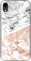 Geschikt voor iPhone XR hoesje - Marmer print - Roze - Abstract - Luxe - Siliconen Telefoonhoesje