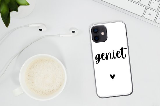 Coque iPhone 12 - Citation - Vie - Heureux - Siliconen