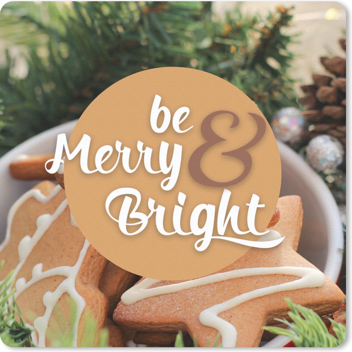 Muismat 30x30 cm - Mousepad Quotes - Spreuken - 'Be merry & bright' - Muismatten