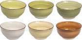 Bol.com Tavola - Schaaltje - Kom - Groene tinten - Ø12x6cm - Aardewerk - (6 stuks) - Nature aanbieding