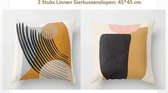 2 Stuks Verschillende Luxe Kussenhoes-Sier Kussensloop -Katoen Linnen - Super Zacht en Mooie Natuurlijke Kleur - Kamer of Tuin Versier - Geschikt voor Kinderen en Volwassenen - 45 x 45 cm Afr