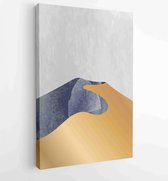 Luxe Gold Mountain muur kunst vector set. Aardetinten landschappen achtergronden instellen met maan en zon. 2 - Moderne schilderijen – Verticaal – 1871656360 - 50*40 Vertical