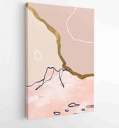 Luxe Gold Mountain muur kunst vector set. Aardetinten landschappen achtergronden instellen met maan en zon. 1 - Moderne schilderijen – Verticaal – 1871795821 - 115*75 Vertical