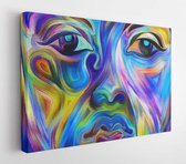 Colors of Your Mood-serie. Ontwerp bestaande uit meisjesgezicht en geschilderde texturen als metafoor op het gebied van kunst, creativiteit en spiritualiteit - Modern Art Canvas -