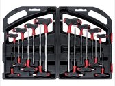 PARKSIDE® Stiftsleutelset - Met 8 zeskant-stiftsleutels en 8 ster-stiftsleutels - Deze 16,delige stiftsleutelset heeft een ergonomisch gevormde T-greep en is gemaakt van Cr-V staal