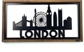 Wandbord Stad Londen met Frame- Muurdecoratie- Wanddecoratie-Hout-Zwart
