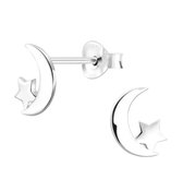 Joy|S - Zilveren maan oorbellen - met ster - 6 x 9 mm