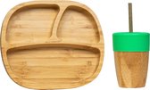 Eco Rascals Bamboe bordje & beker met rietje - Groen