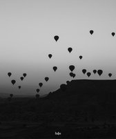 Binnenposter -luchtballonnen -25 x 30 cm- zwart industrieel wit met tekst / foto / symbool -- Liefss muurdecoratie van forex