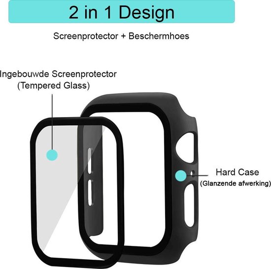 MY PROTECT® Apple Watch 1/2/3 42mm Coque de protection & Protecteur d'écran en 1 - Apple Watch Case - Protection iWatch - Zwart brillant