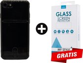 Crystal Backcase Transparant Shockproof Met Pasjeshouder Hoesje iPhone SE (2020) Zwart - Gratis Screen Protector - Telefoonhoesje - Smartphonehoesje