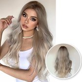 Blonde Pruik - Ombre Kleur - Pruiken Dames - Wig - Verstelbaar - Lang Haar Golvend - 70 cm