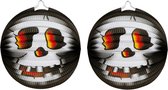 5x stuks ronde lampion 26 cm doodskop zwart - Halloween trick or treat lampionnen versiering