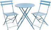 3-delige bistroset- Grote patio-bistroset- 3-delige balkonset-zitgroep 2 stoelen en 1 tafel-Premium stalen opklapbare terrasmeubelset voor binnen-buitentuin Blauw