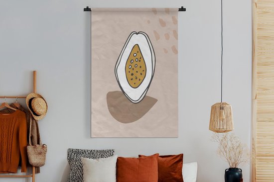 Tapisserie - Toile murale - Été - Figue - Marron - Grijs - 120x180 cm - Tapisserie