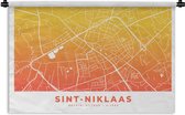 Wandkleed - Wanddoek - Stadskaart - Sint-Niklaas - België - Oranje - 90x60 cm - Wandtapijt - Plattegrond