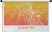 Wandkleed - Wanddoek - Stadskaart - Zaanstad - Geel - Oranje - 90x60 cm - Wandtapijt - Plattegrond