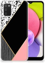 Telefoonhoesje Geschikt voor Samsung Galaxy A03S TPU Silicone Hoesje Black Pink Shapes