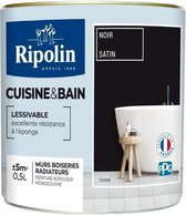Ripolin zwarte satijnen keuken- en badkamerverf 0,5L
