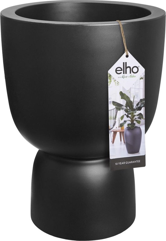 Elho Pure 35 - Bloempot voor Binnen & - Ø 34.9 x H 49.0 cm Zwart/Zwart | bol.com