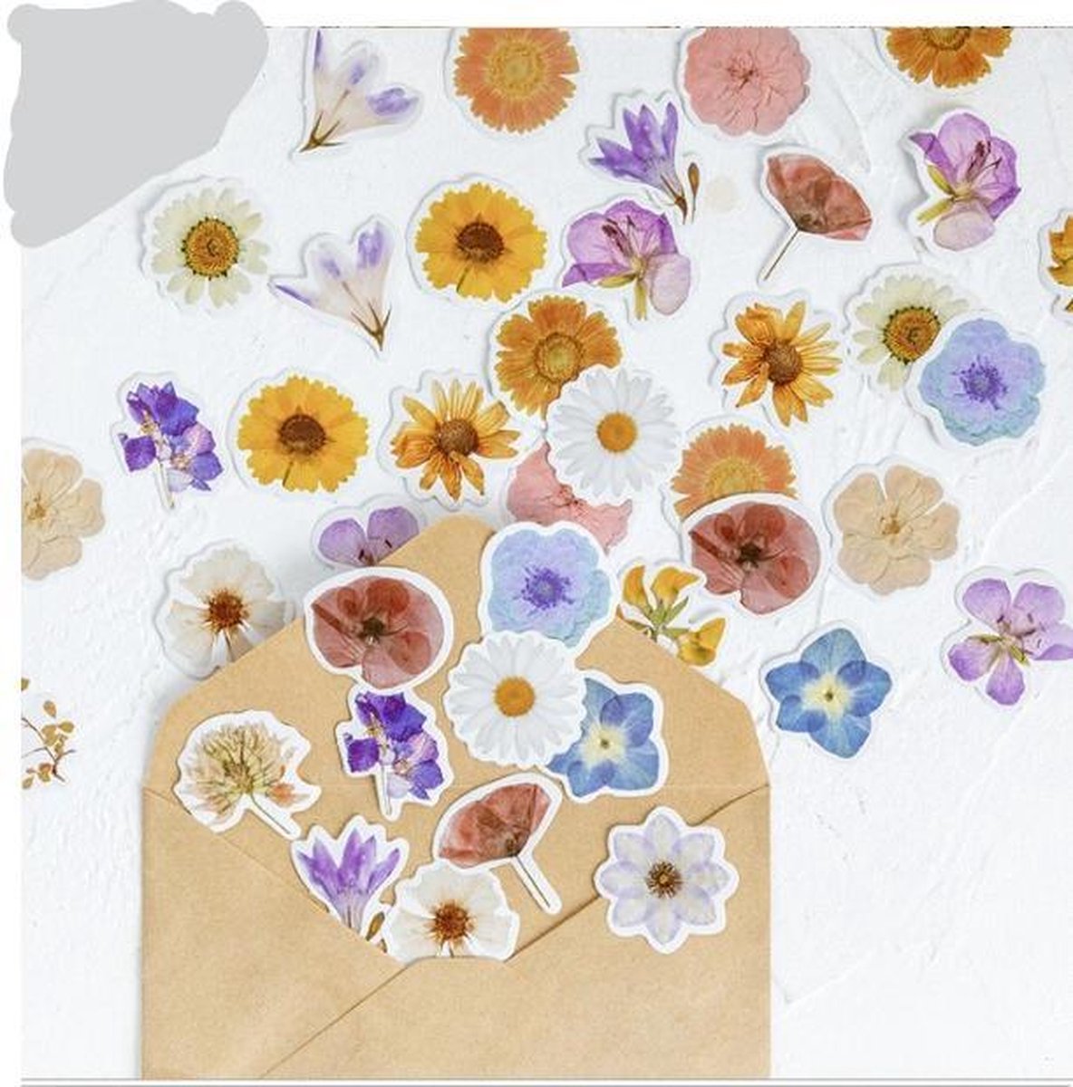 46 Stickers Bloemen, Margrieten - C070 - Stickerdoosje - Voor Scrapbook Of  Bullet Journal - Thema Vrolijke Bloemen - Stickers Voor Volwassenen En Kinderen - Agenda Stickers - Decoratie Stickers — afbeelding 2