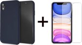 iParadise iPhone xs max hoesje donker blauw siliconen case - 1x iPhone XS Max Screenprotector Screen Protector