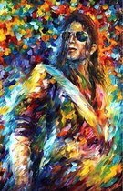 Allernieuwste Canvas Schilderij Michael Jackson Graffiti - Zanger Songwriter Danser Grafiti - Kleur - 50 x 70 cm