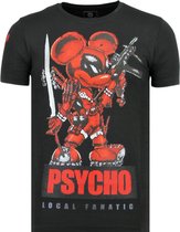 Psycho Mouse - Bedrukte T shirt Mannen - 6321Z - Zwart