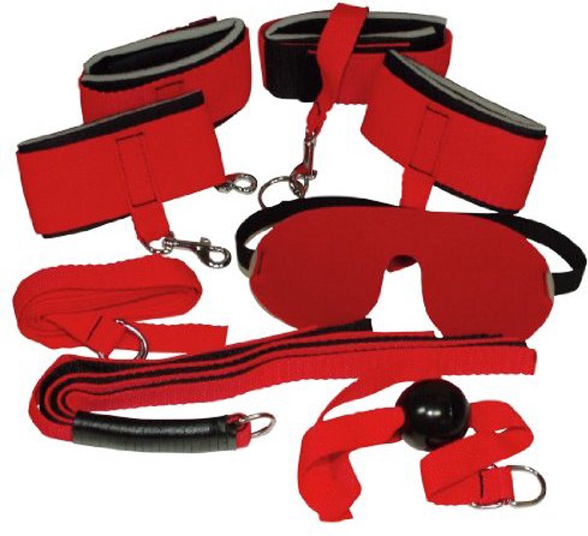 Goedkoopste Bad Kitty – Complete BDSM Bondage Set 8 Delig voor Meester en Onderdaan - Rood