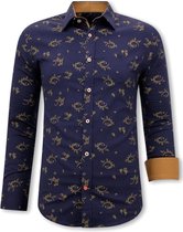 Gebloemd Overhemd Heren- Slim Fit - 3086 - Navy