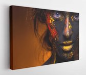 Onlinecanvas - Schilderij - Hete Vrouw Met Body-art Art Horizontaal Horizontal - Multicolor - 80 X 60 Cm
