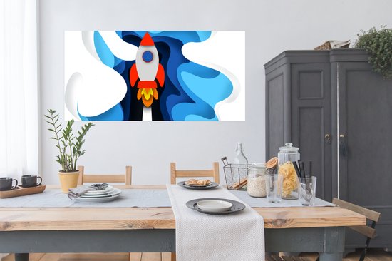 Poster Illustratie - Kinderen - Raket - 160x80 cm