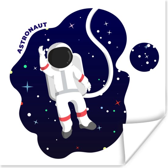 Poster Illustratie - Astronaut - Kinderen - 30x30 cm
