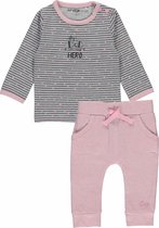 Dirkje Basics Meisjes Set (2delig) Shirt gestreept met Broek Lichtroze - Maat 74