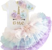 Ensemble de robe de licorne de premier anniversaire, ensemble 3 en 1 Cakesmash outfit Girl - Vêtements de bébé - Unicorn rose violet - 1 an