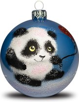 Fairy Glass - Panda met ballon - Handbeschilderde Kerstbal - Mond geblazen glas - 8cm