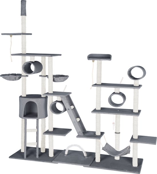 Tectake – Xxl Krabpaal Snooky 261Cm Hoog – Kleur Grijs – 403917