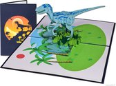Popcards Popup Cards - Velociraptor Dinosaurus Raptor Jurassic Park Dinosaur Popup Card 3D Carte de vœux