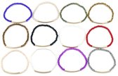 Elastische Armbanden - Glaskralen - Set 12 Stuks