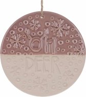 Keramiek Tegel - Oh Deer! - Kersthanger Oudroze / Naturel