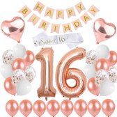 Yar - Sweet 16 Jaar Rose Goud Verjaardag Decoratie Versiering - Helium en Latex ballonnen