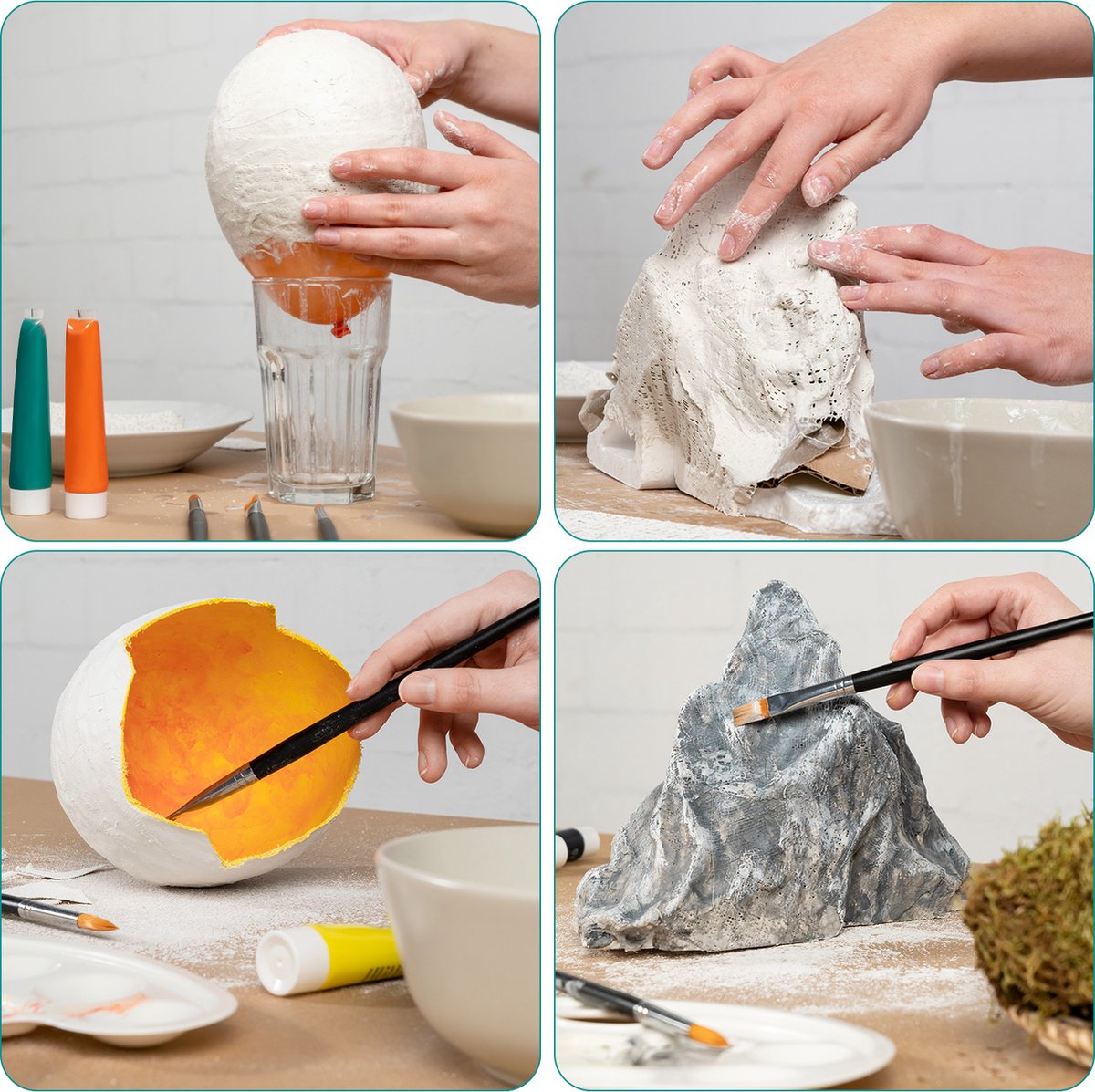 Navaris gipsverband kit - Huidvriendelijk gipsbuik pakket - Voor kunst, handvaardigheid, modelbouw en mallen - Set van 6 rollen - 3 m x 10 cm — afbeelding 9