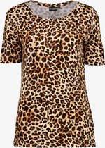 TwoDay dames T-shirt panterprint - Bruin - Maat 3XL