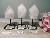 Bergkristal op standaard - Punt - Metaal - 16 cm