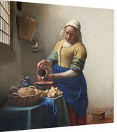 Het melkmeisje, Johannes Vermeer - Foto op Dibond - 40 x 40 cm