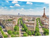 Panorama van Parijs vanaf de Arc de Triomphe - Foto op Dibond - 90 x 60 cm