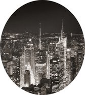 De felle neon verlichting van New York City bij nacht - Foto op Dibond - ⌀ 30 cm